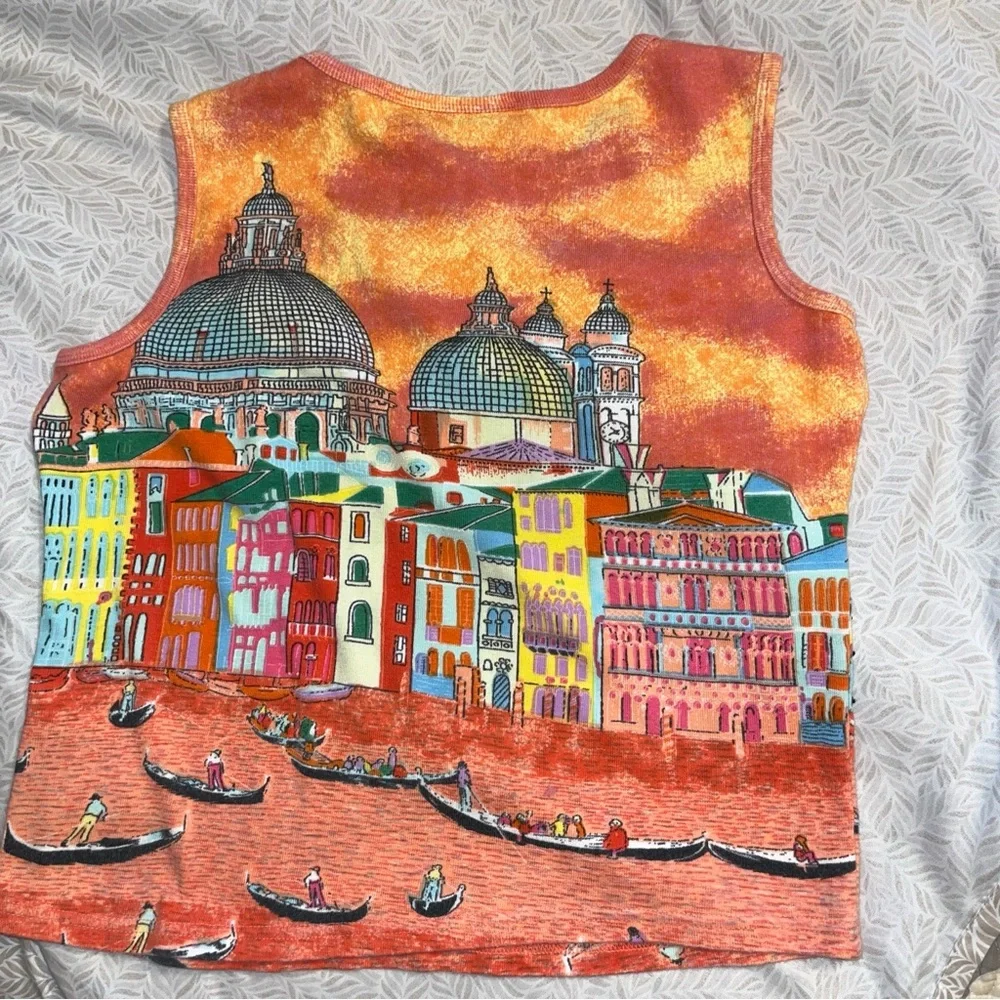 Take Two Clothing Company Women's M Vintage Embellished Venice Scene Tank Top - Picture 8 of 8